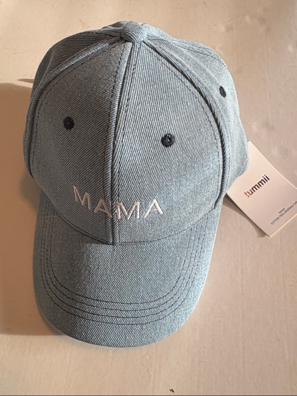 NWT Denim 'MAMA' Embroidered Baseball Cap - Light Blue